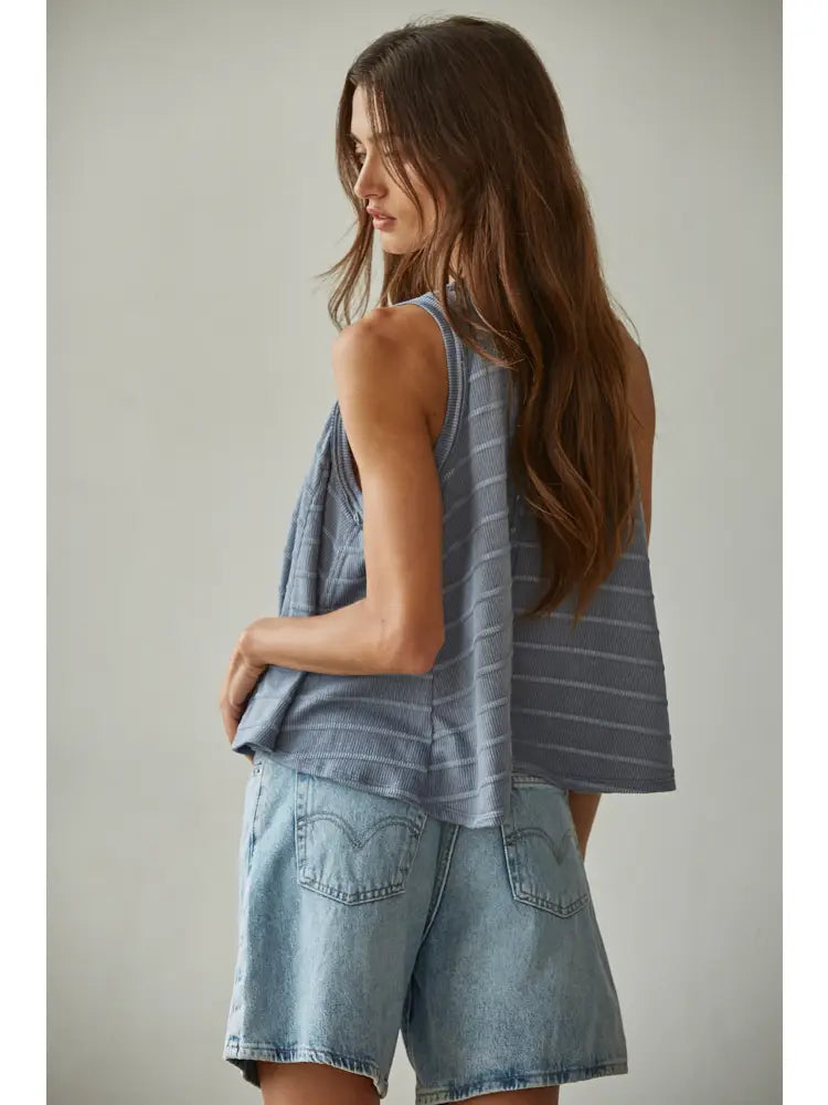 Seaside Slouchy Tank, Denim Blue