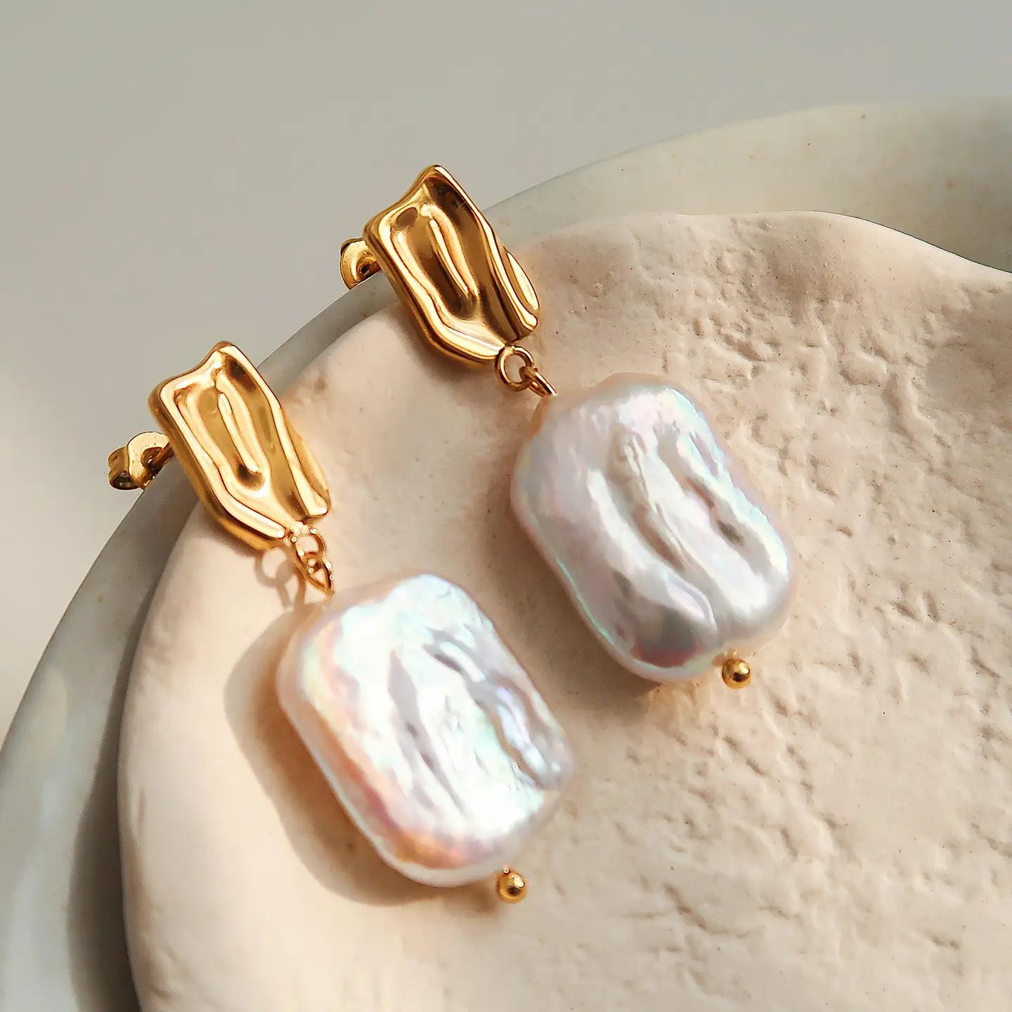 Square Pearl Drop Earrings
