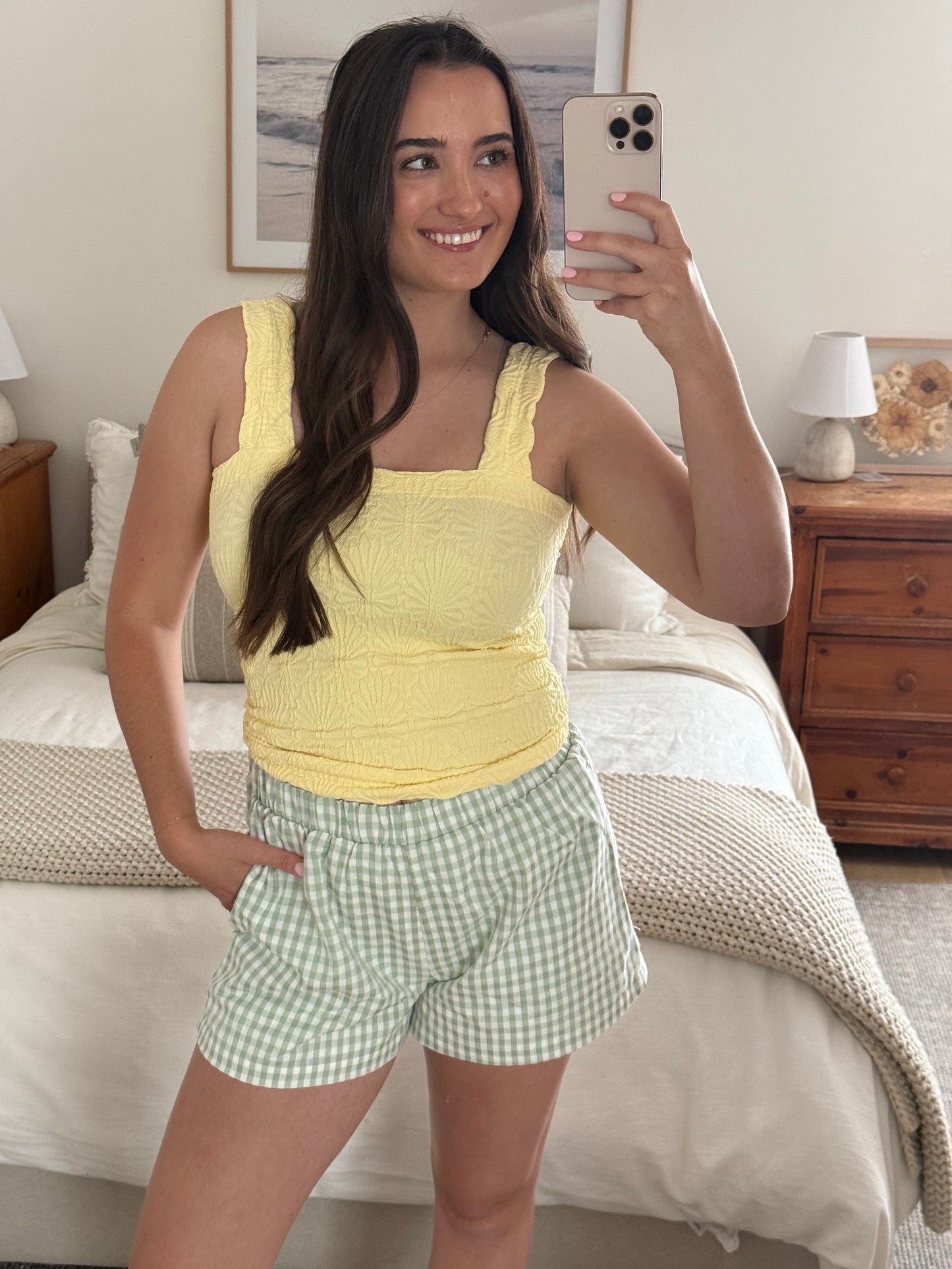 Textured Lace Tank, Lemon