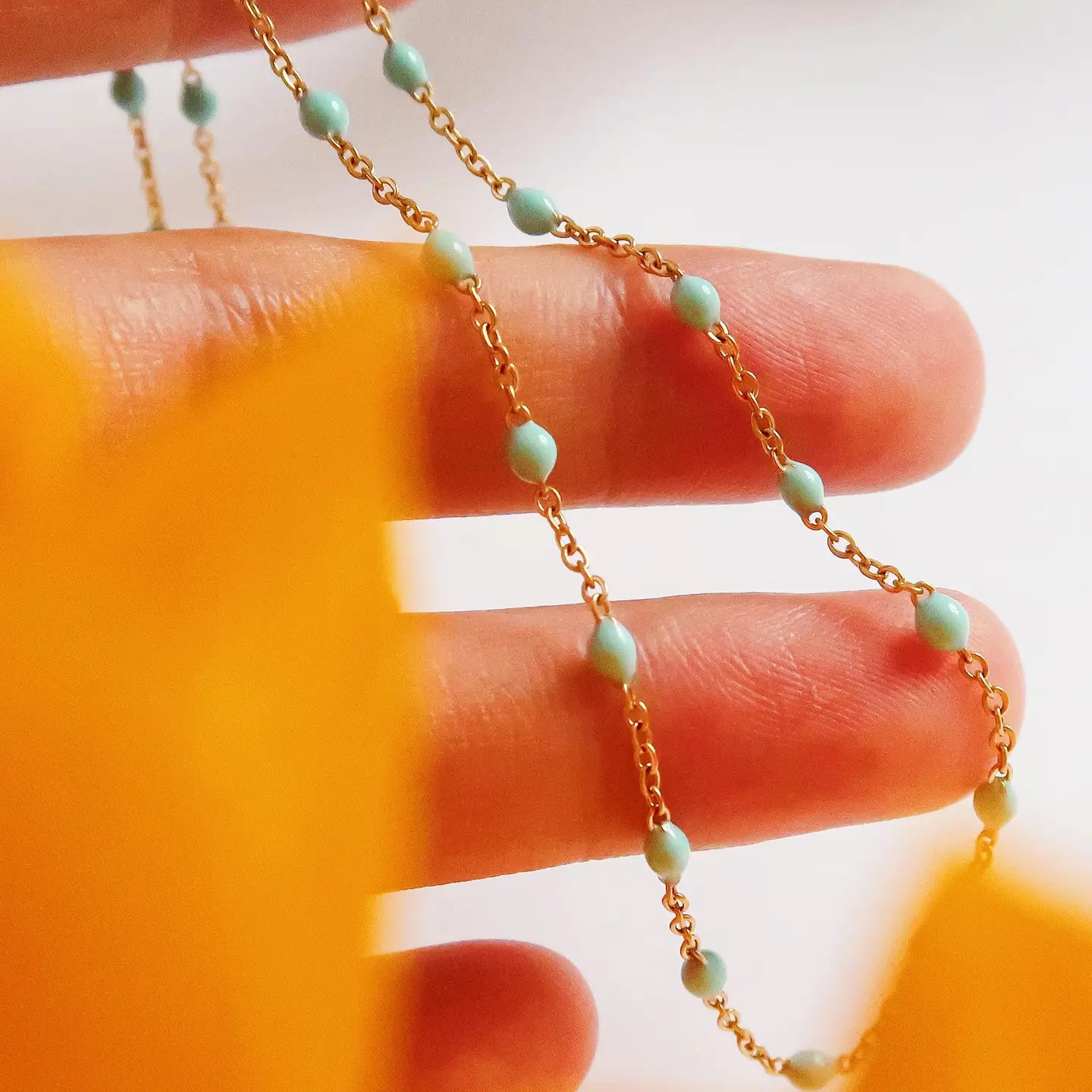 Bead Chain Necklace, Aqua