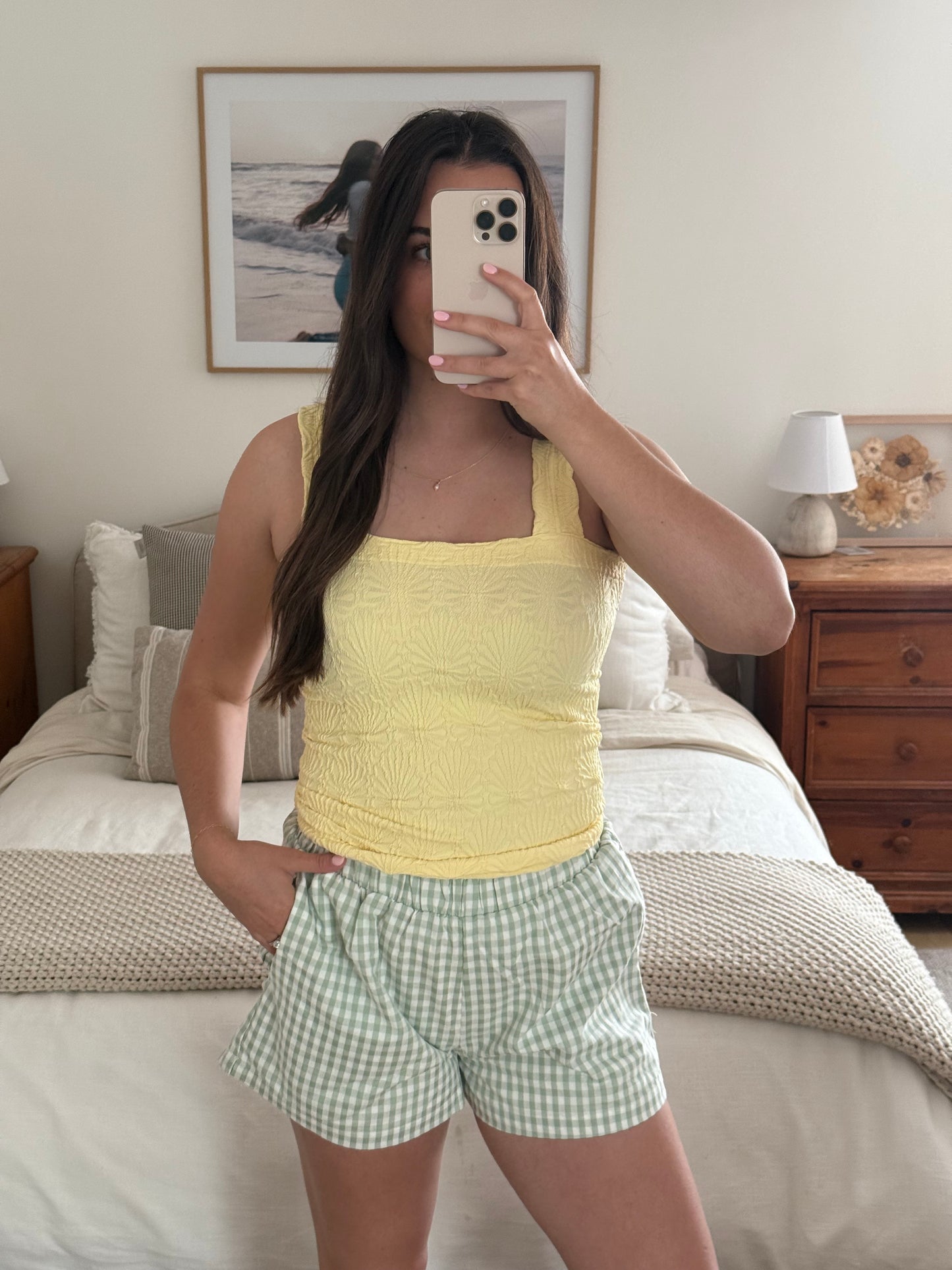 Textured Lace Tank, Lemon
