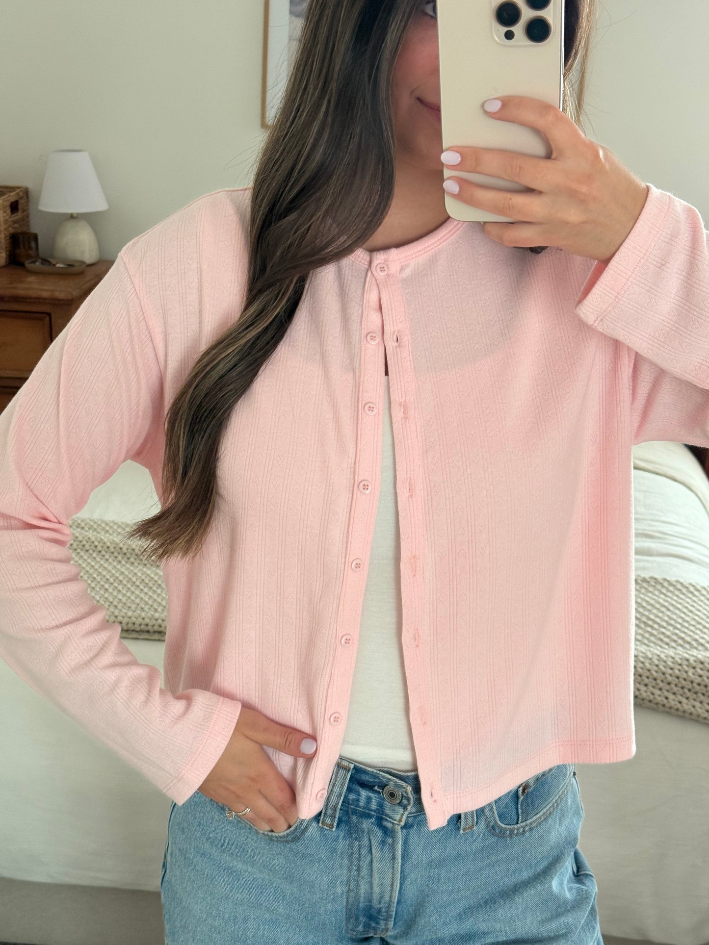 Strawberry Shortcake Cardigan, Baby Pink