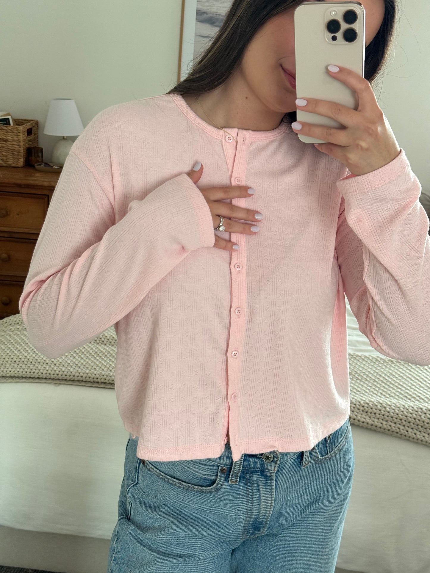 Strawberry Shortcake Cardigan, Baby Pink