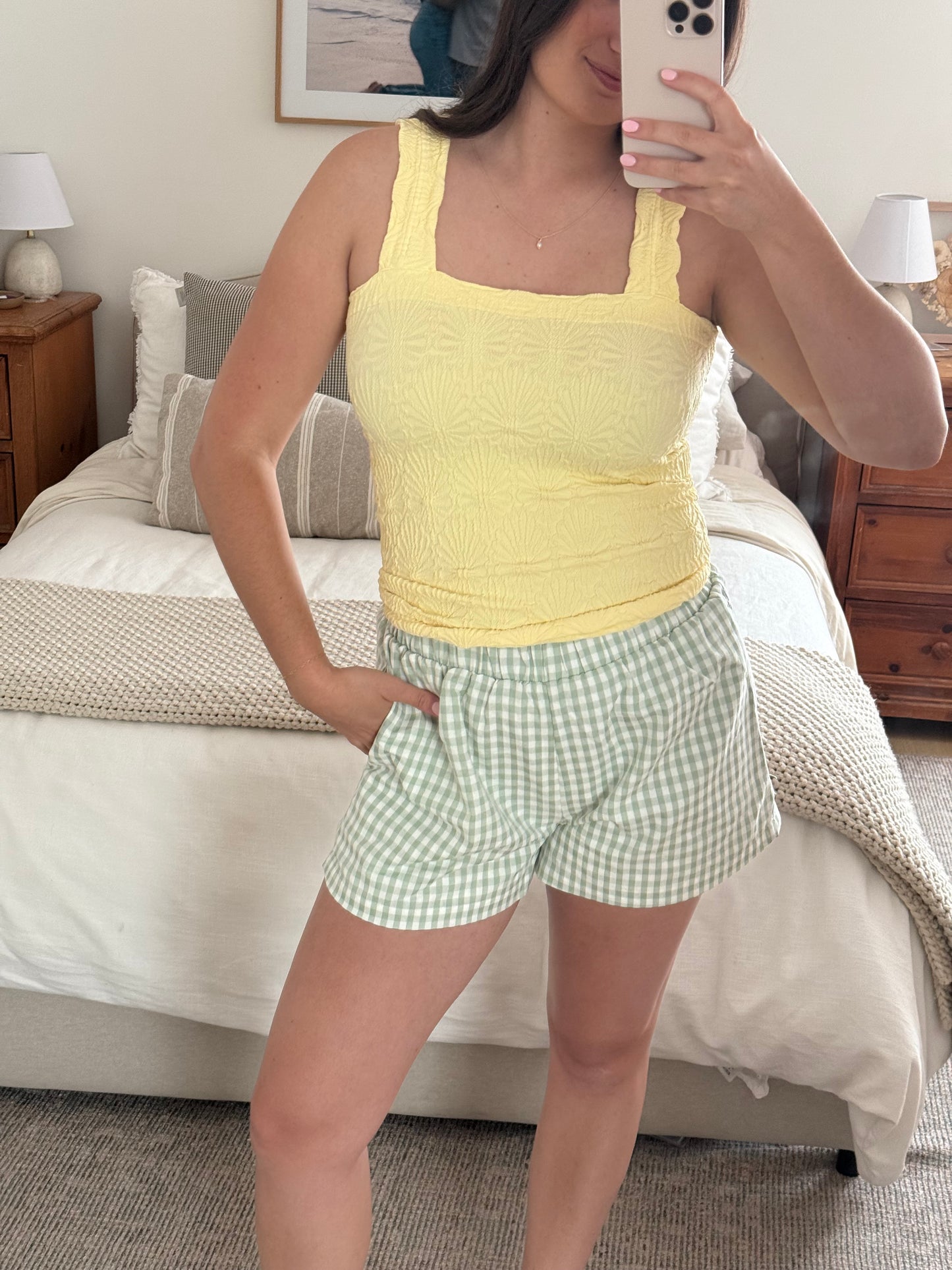 Textured Lace Tank, Lemon