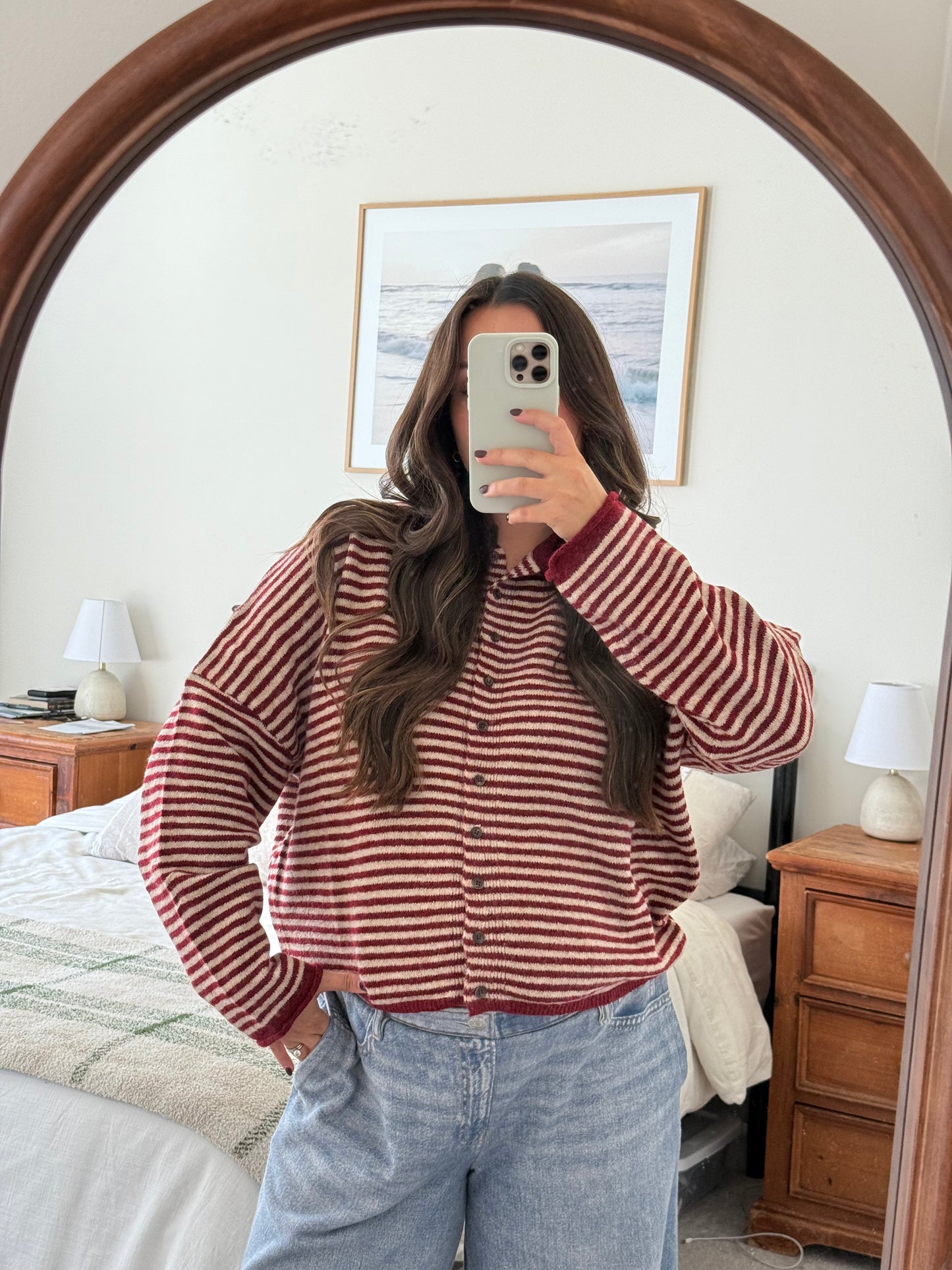 Bonfire Cardigan, Deep Red