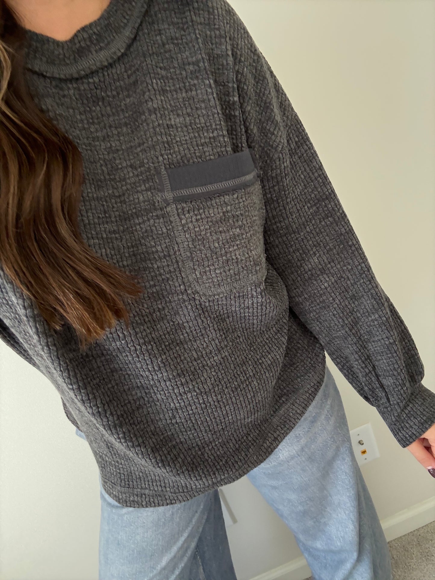 Breezy Thermal Pullover, Charcoal