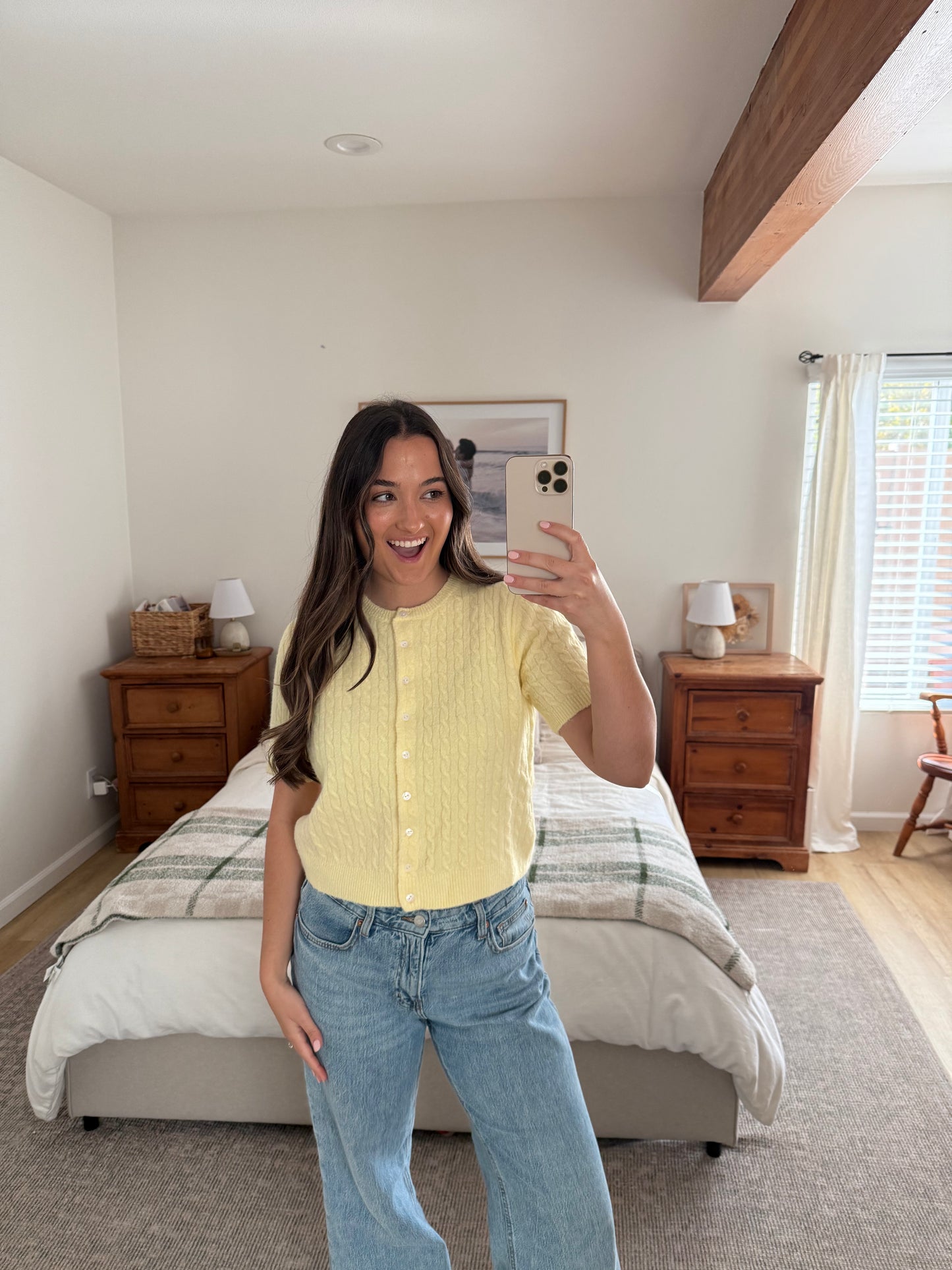 Sunshine Cable Knit Tee, Butter Yellow