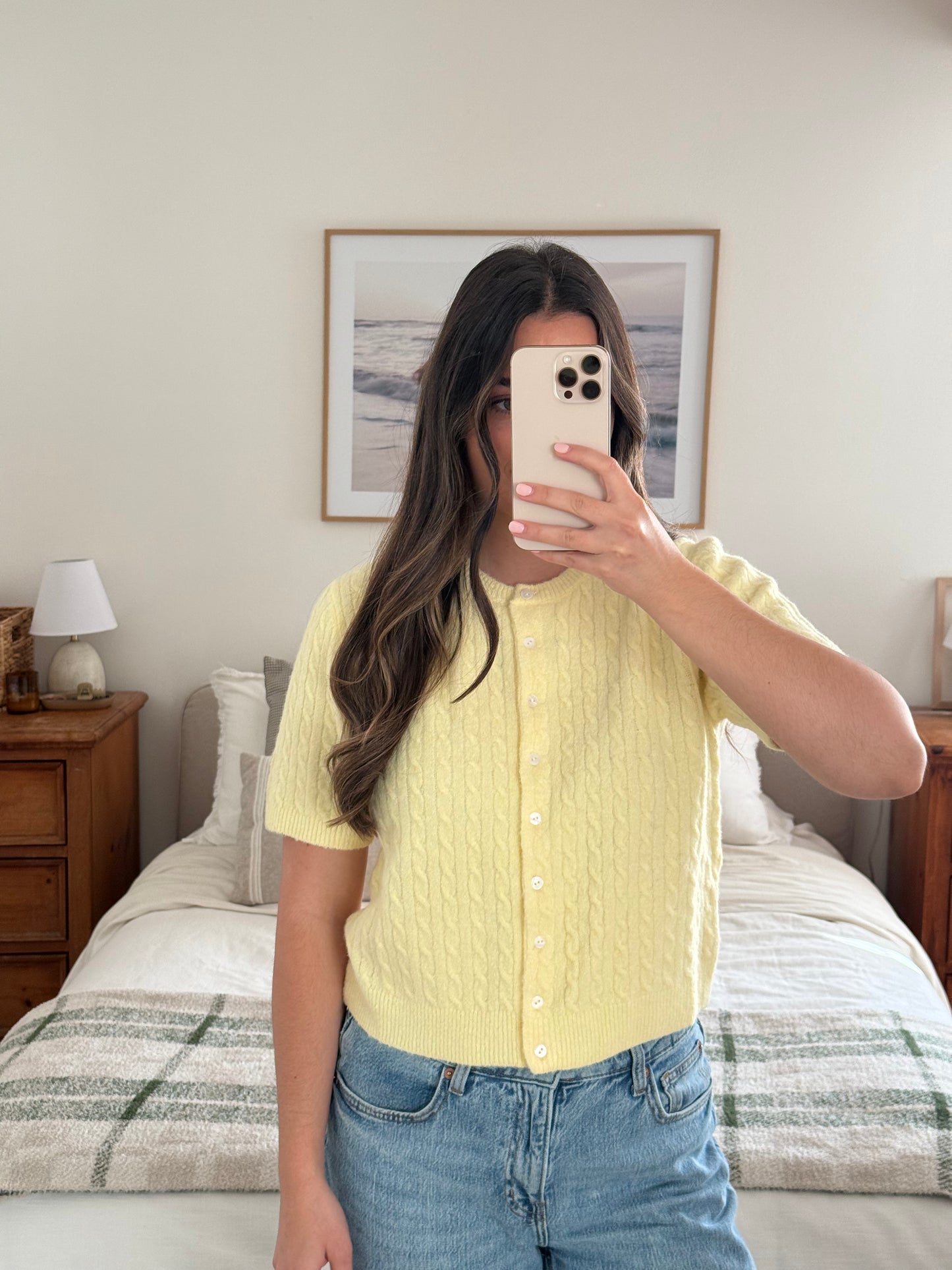 Sunshine Cable Knit Tee, Butter Yellow