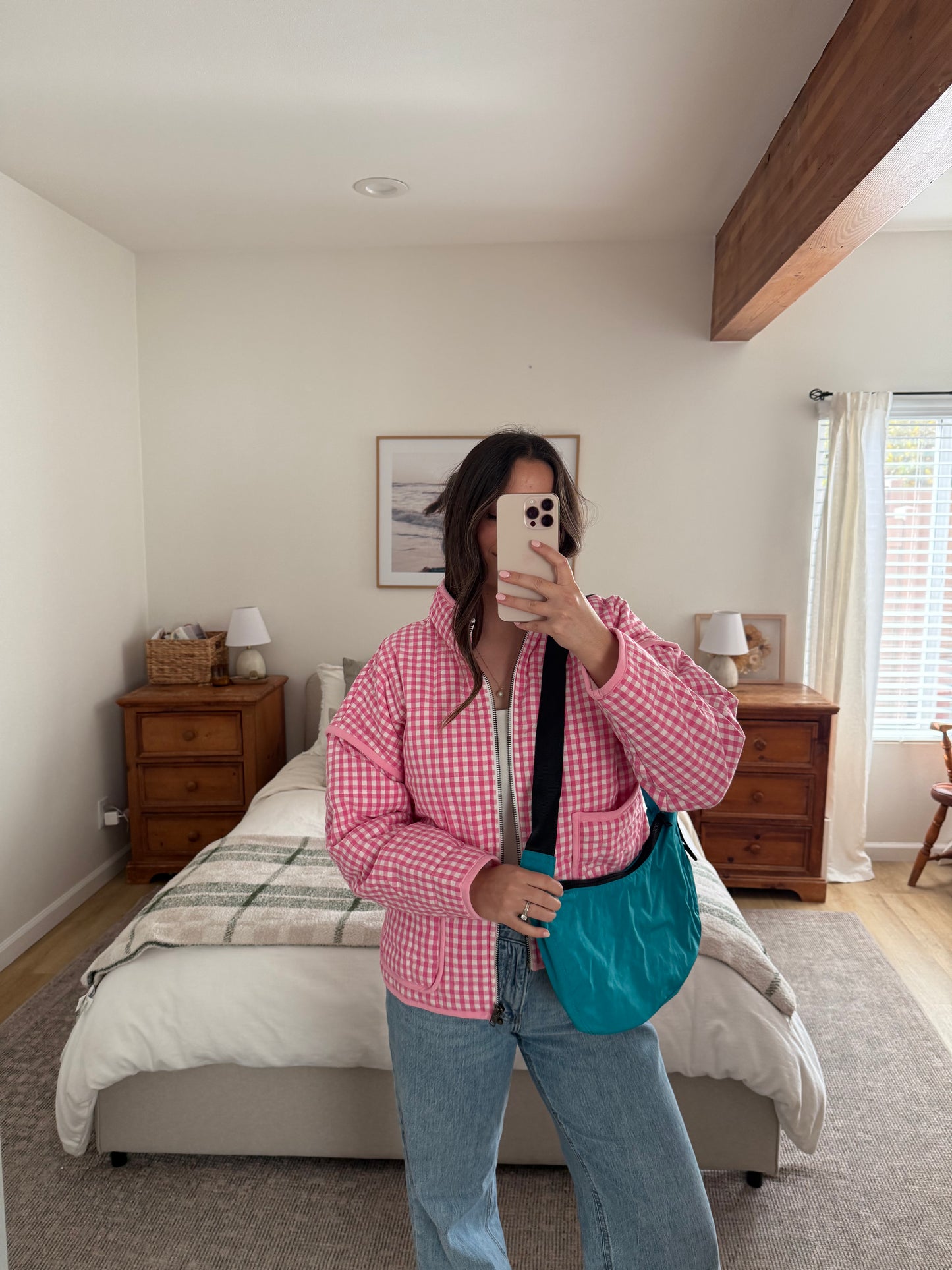 Cresent Nylon Bag, Bright Aqua