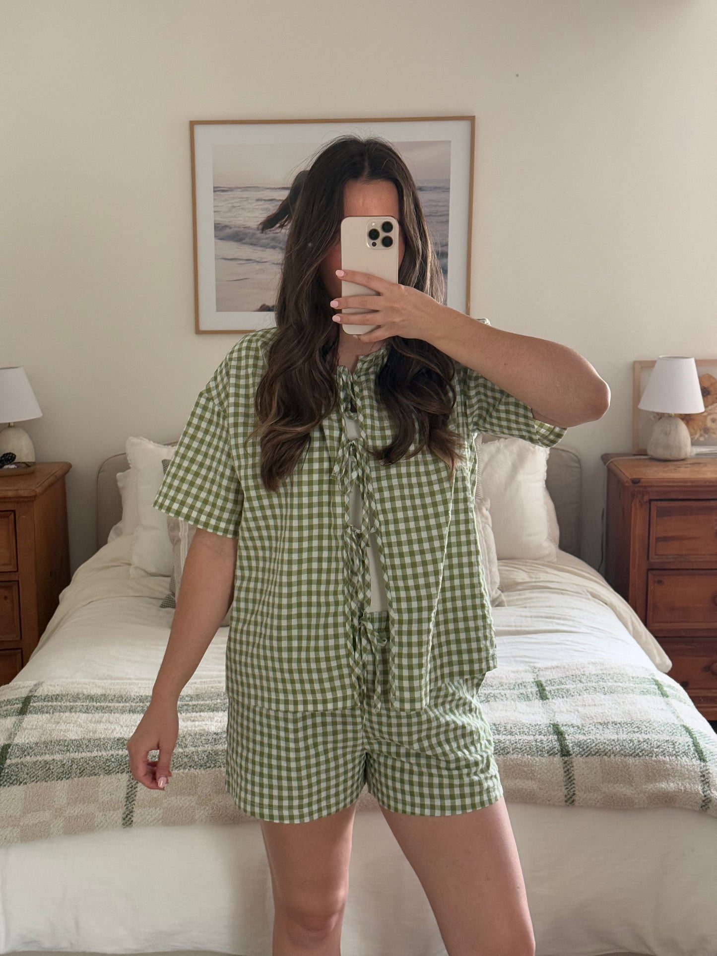 Summer Picnic Plaid Blouse, Green
