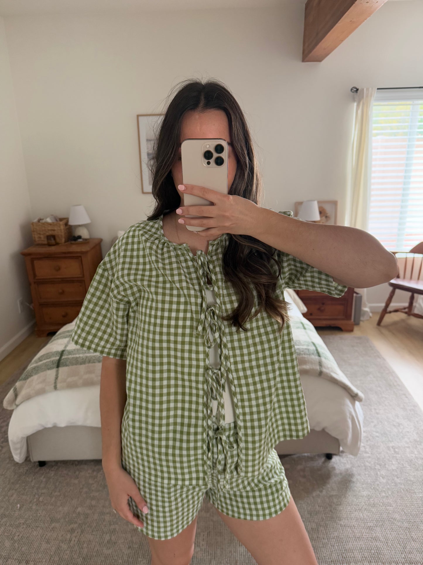 Summer Picnic Plaid Shorts, Green