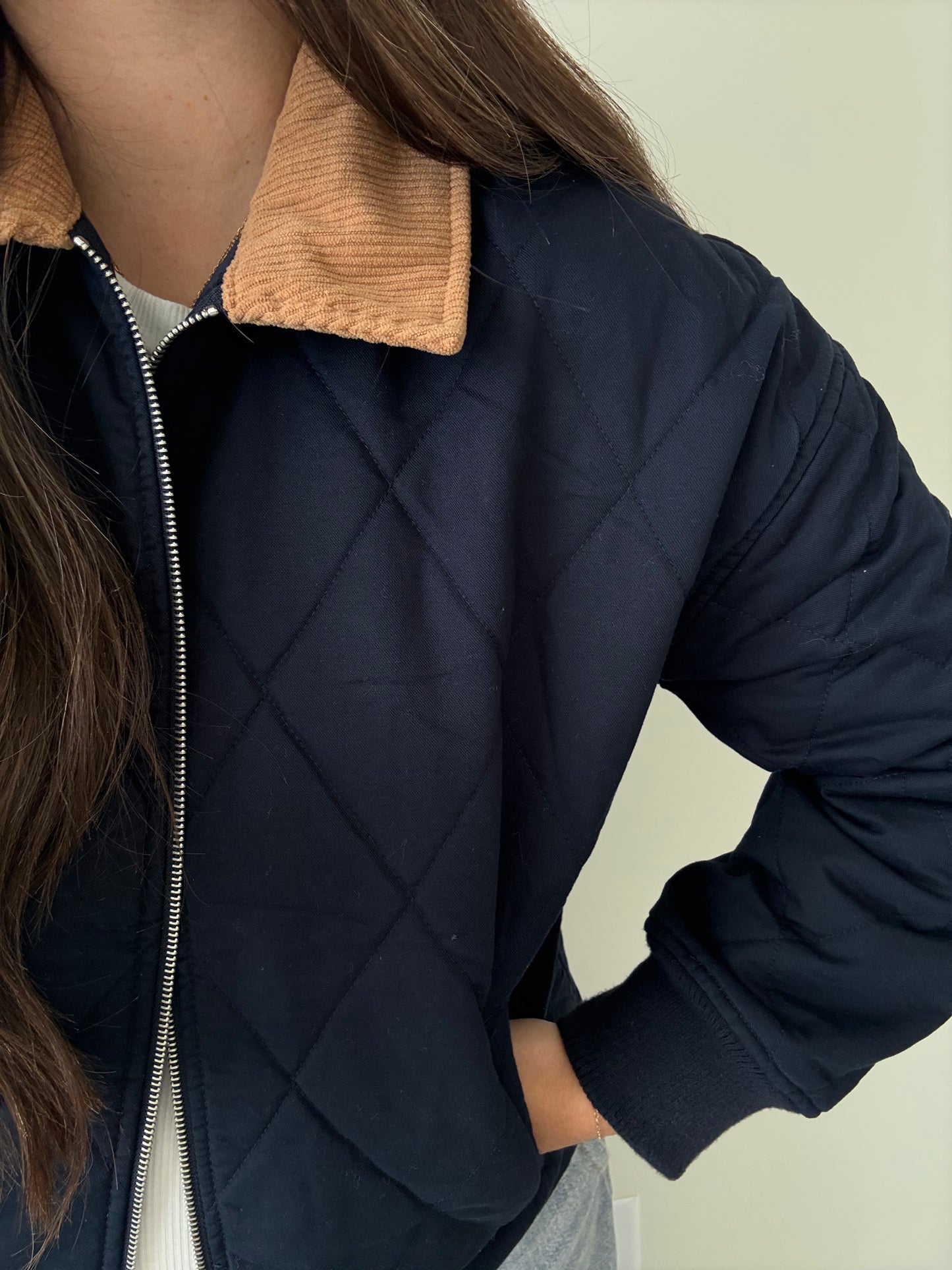 Aspen Bomber Jacket w/ Corduroy Collar, Navy