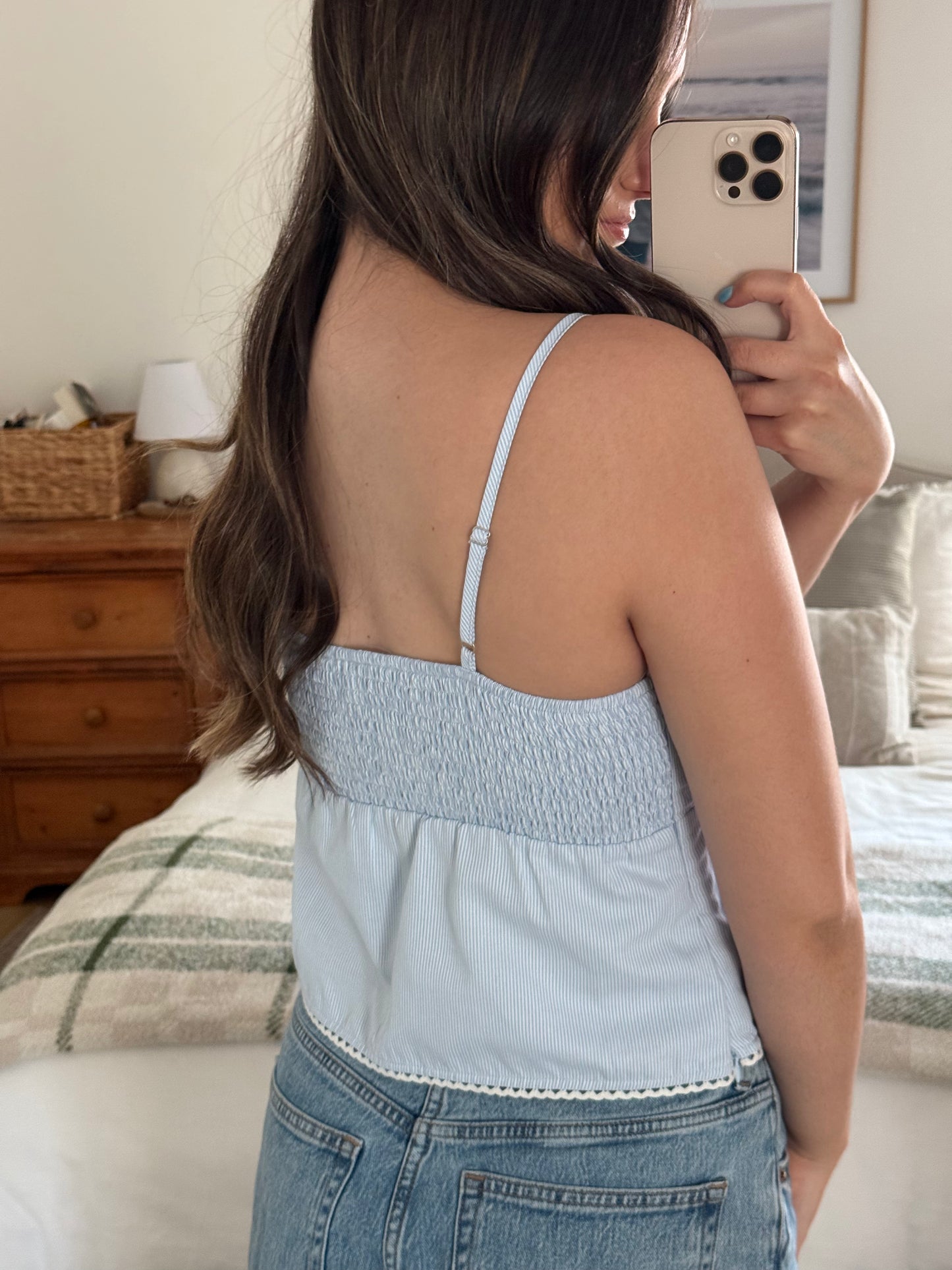 Daylight Pinstripe Tank, Blue