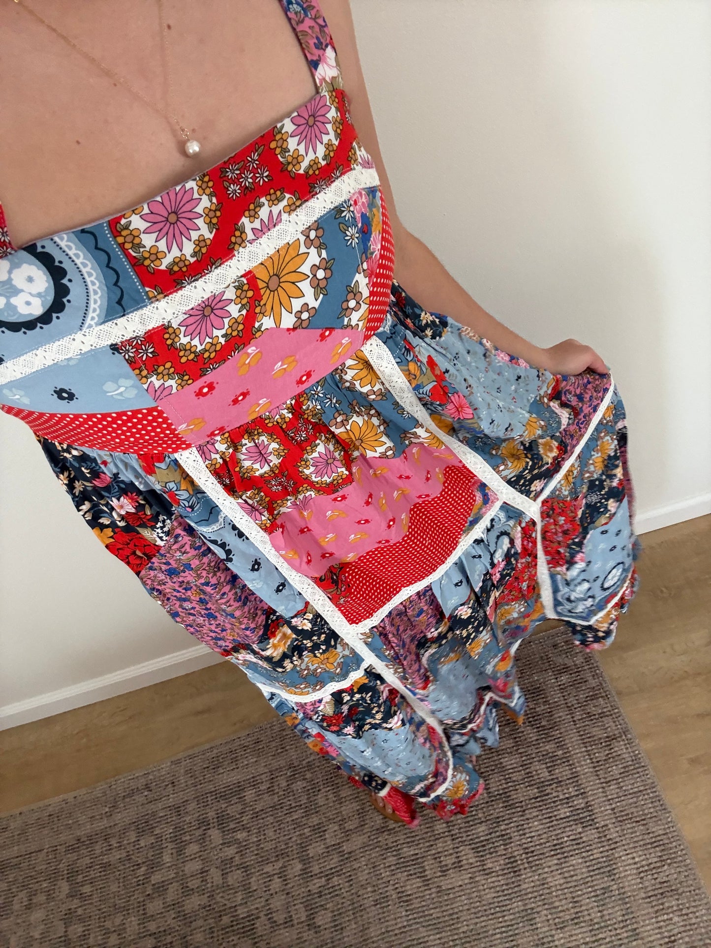 Italian Summer Dress, Multi Patchwork