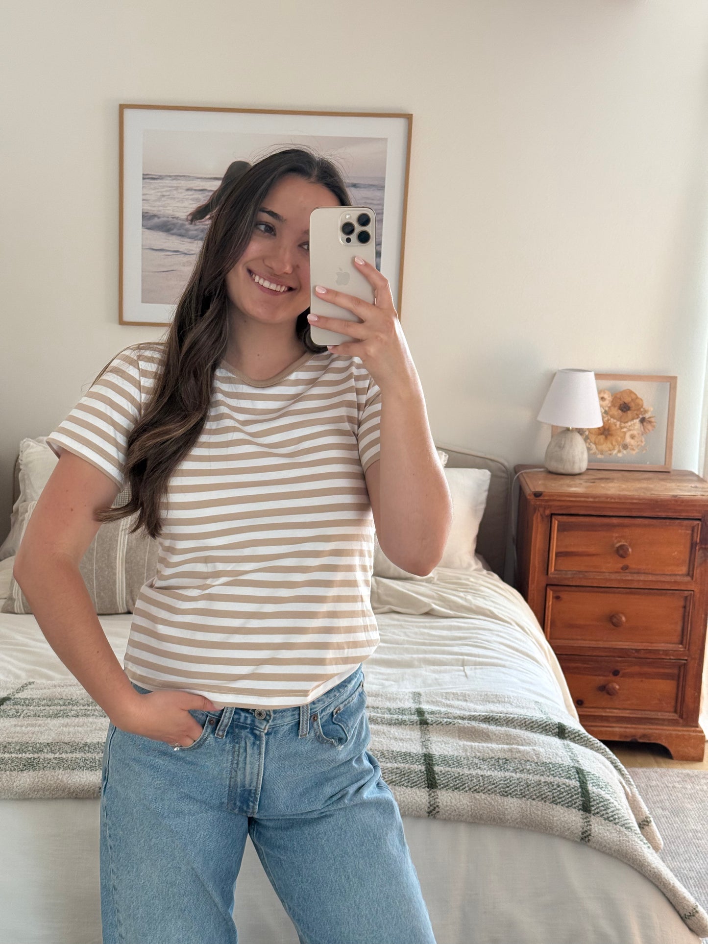 Timeless Striped Tee, Tan