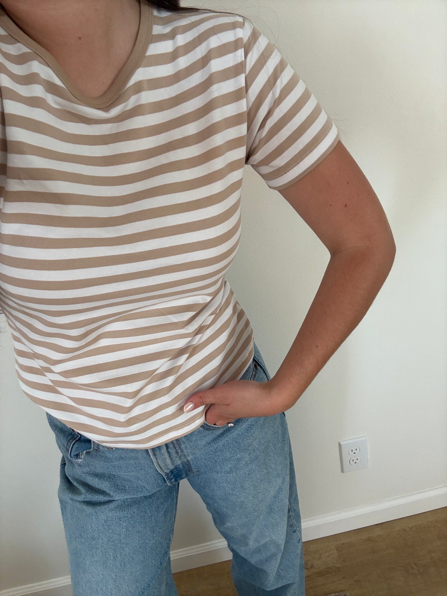 Timeless Striped Tee, Tan