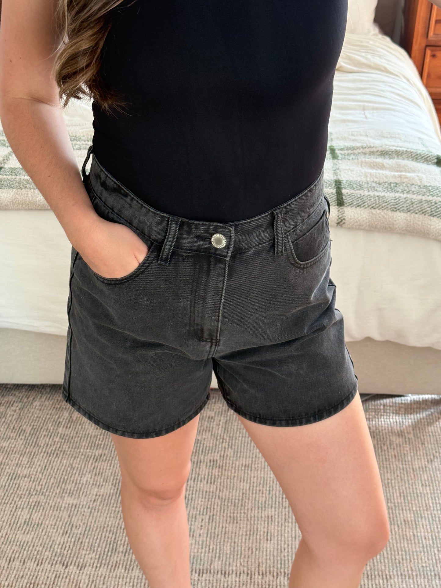 California Denim Shorts, Charcoal