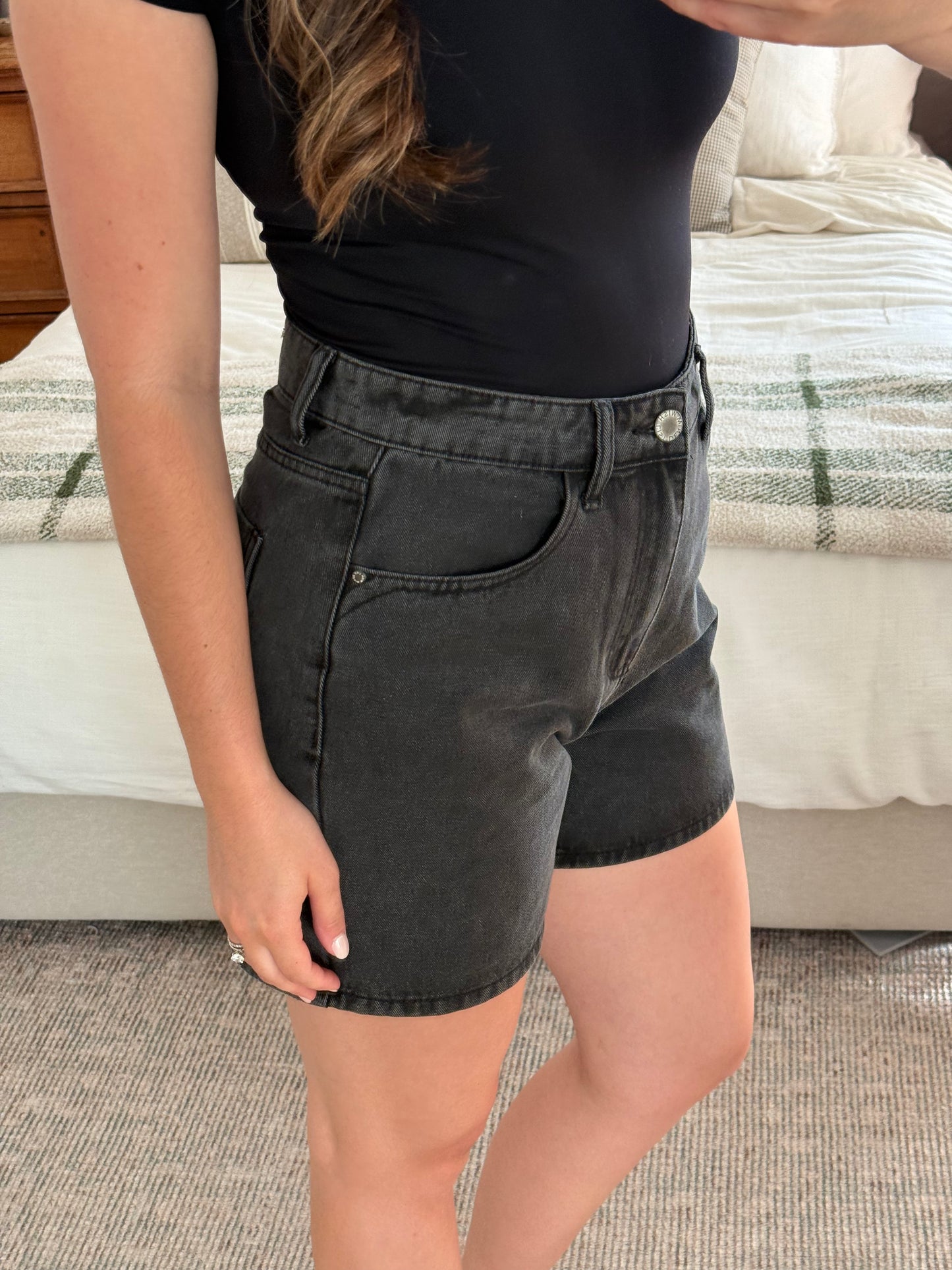 California Denim Shorts, Charcoal