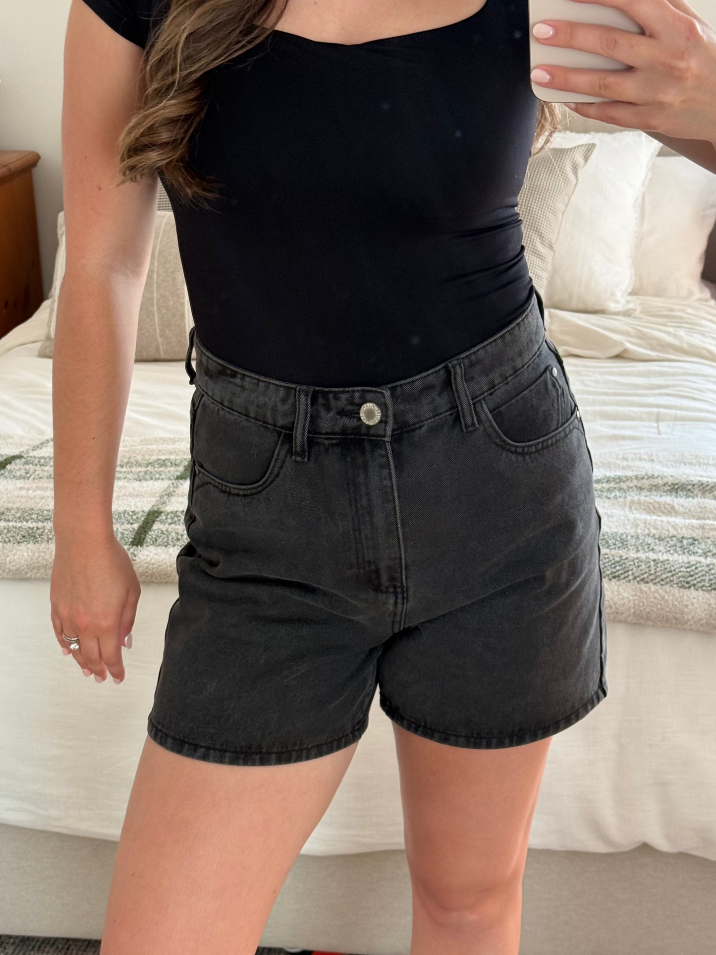 California Denim Shorts, Charcoal