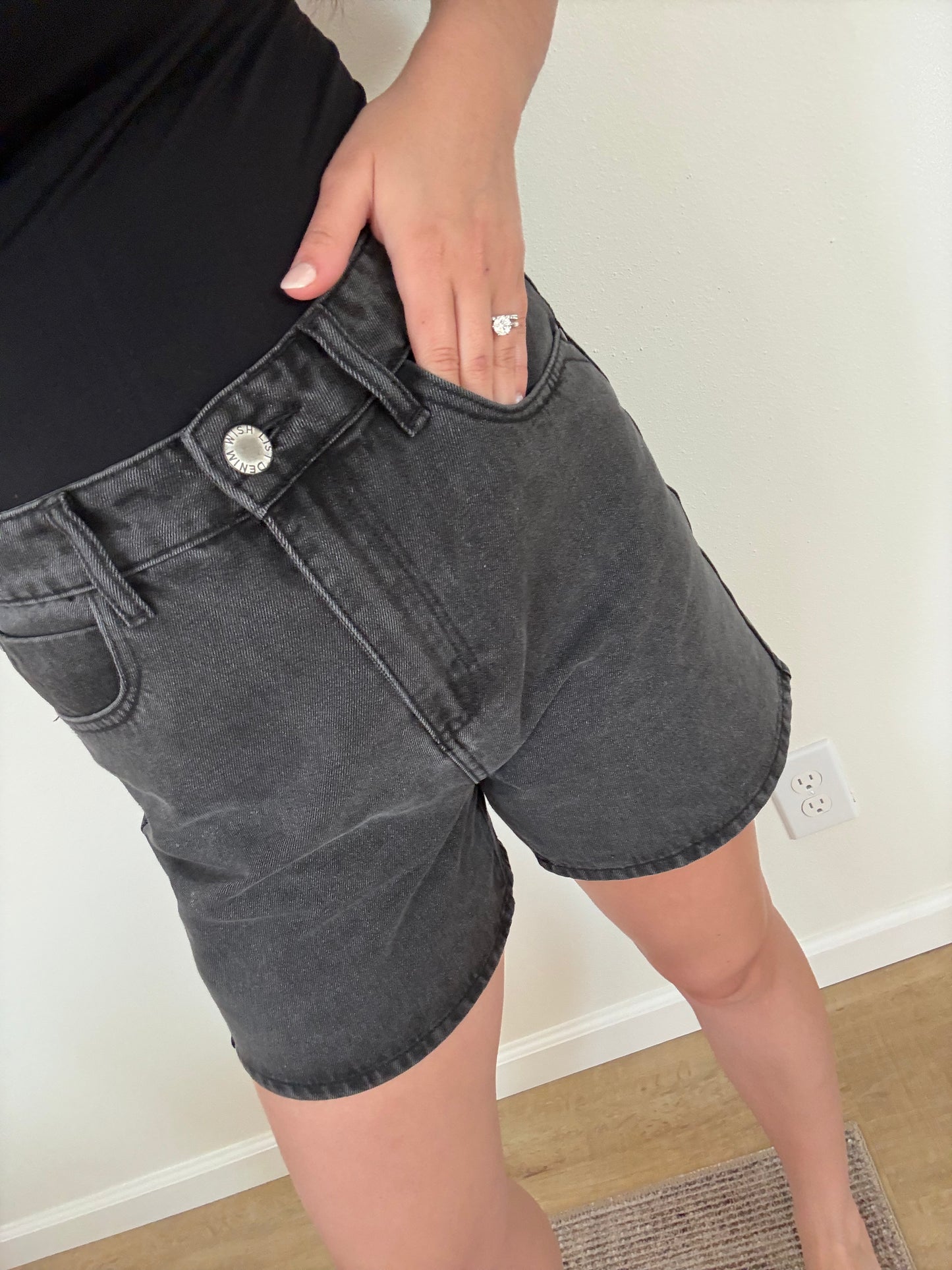 California Denim Shorts, Charcoal