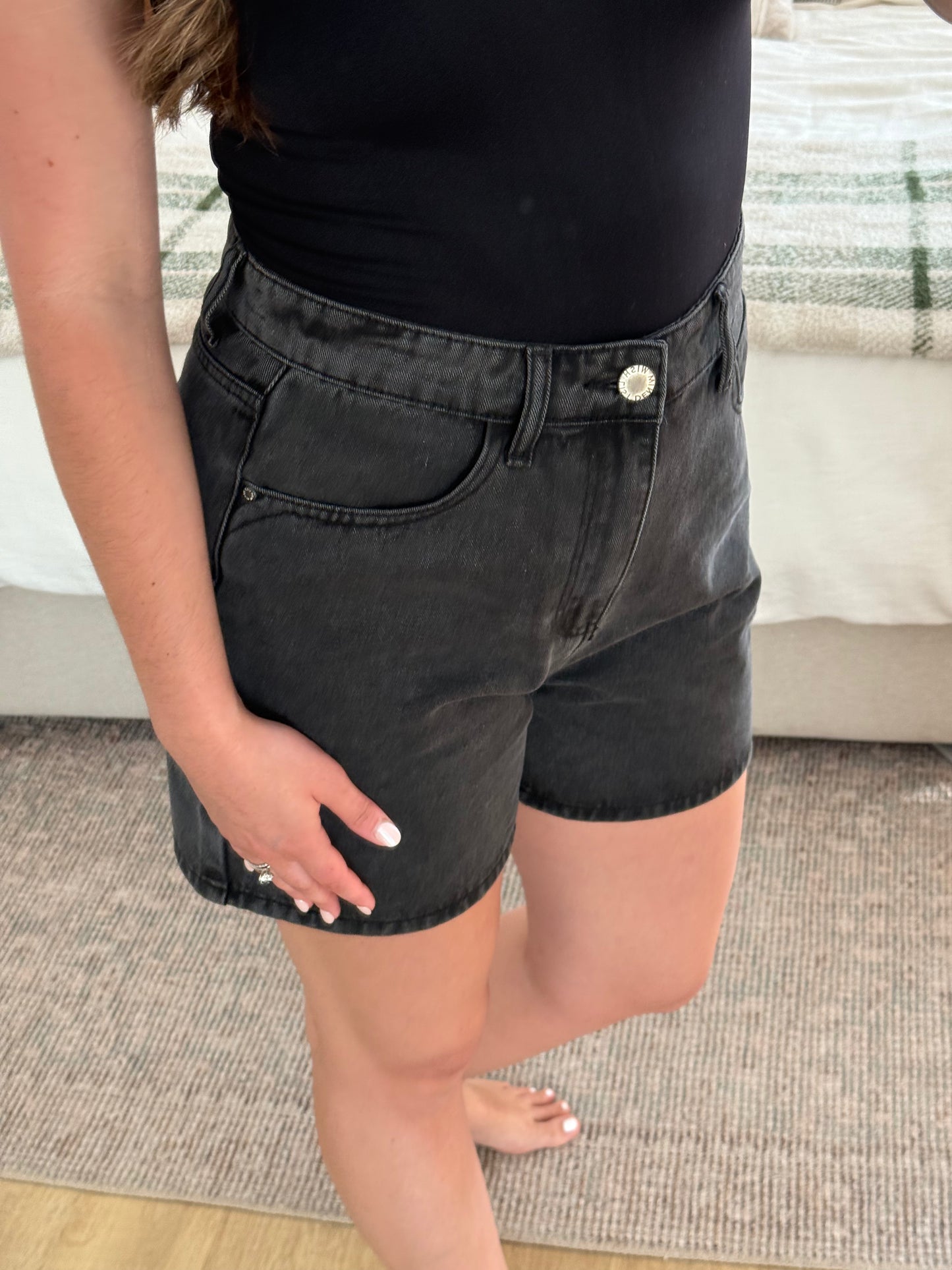 California Denim Shorts, Charcoal