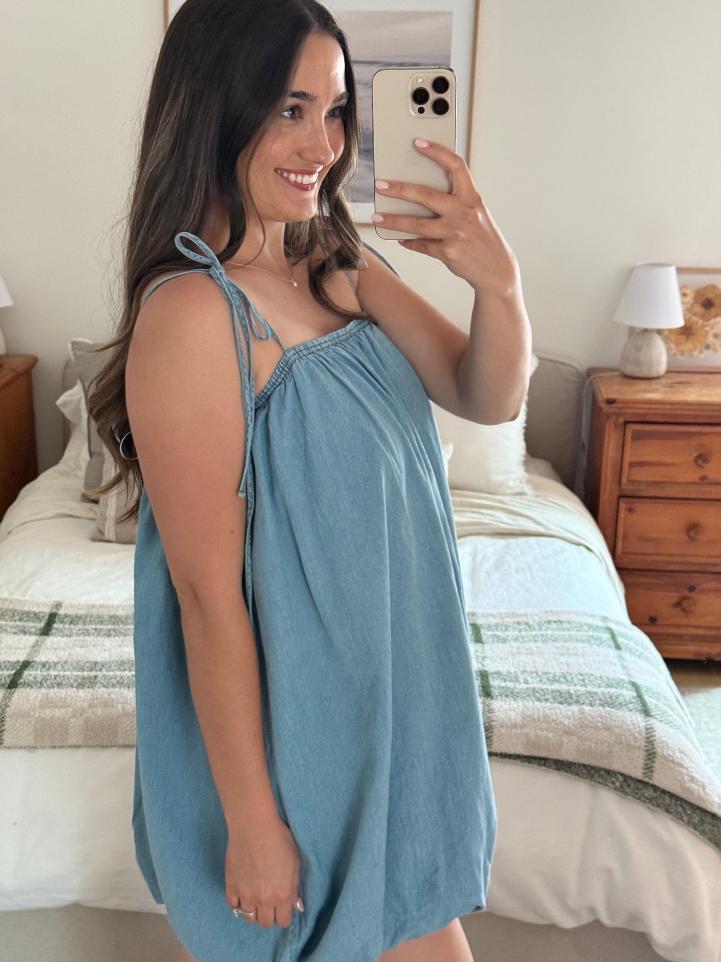 Magnolia Bubble Hem Dress, Denim