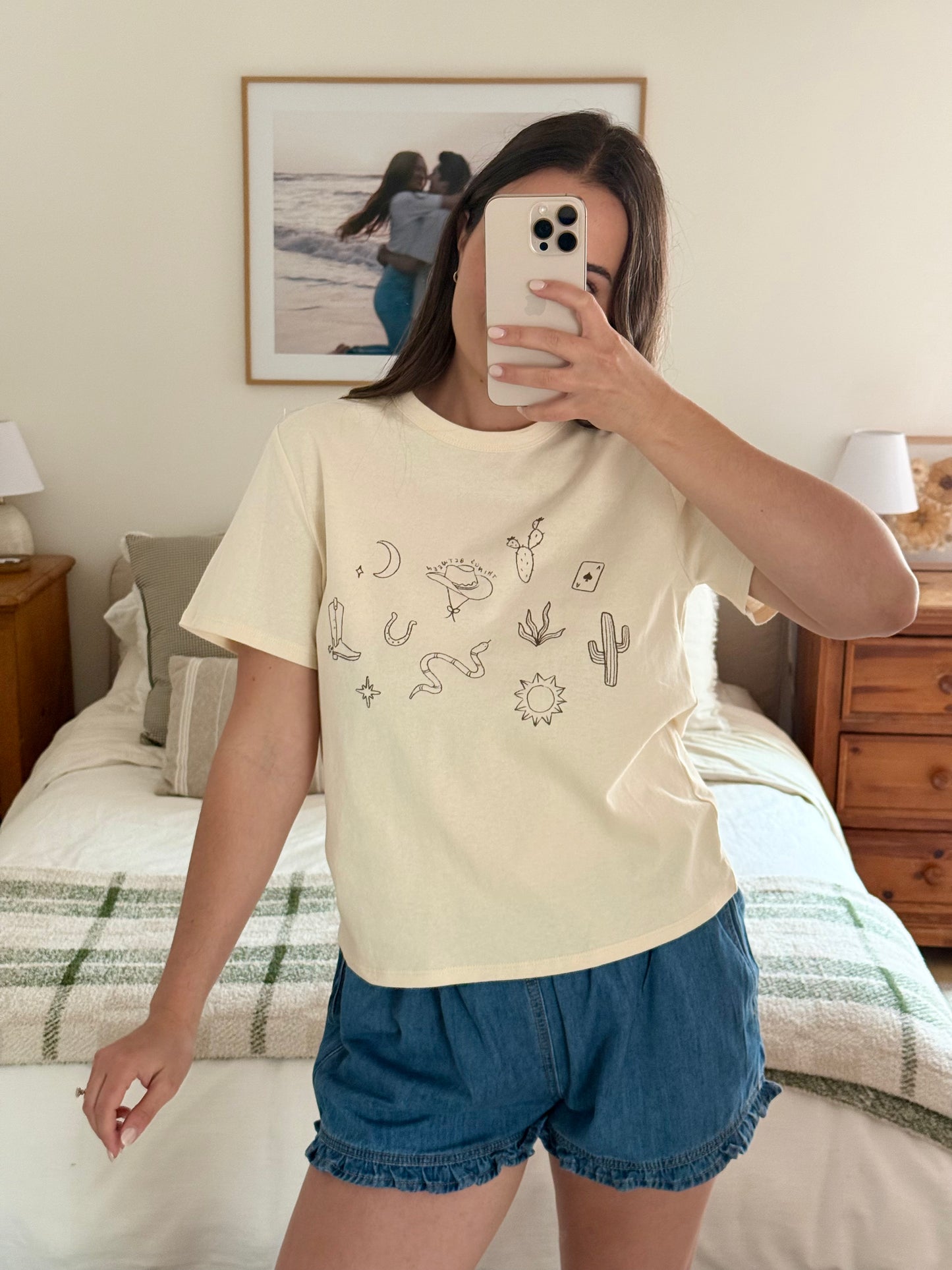 Western Graphic Tee, Tan