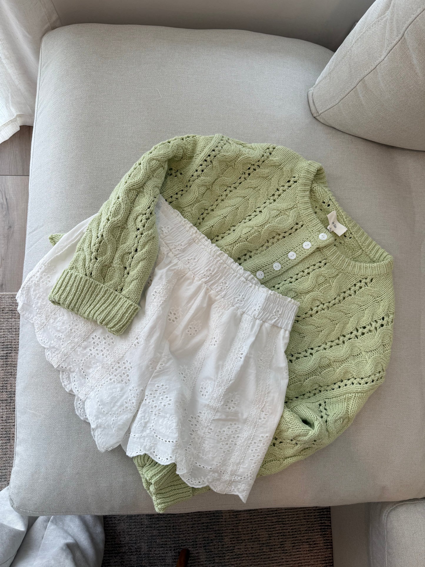 Pistachio Cable Knit Sweater