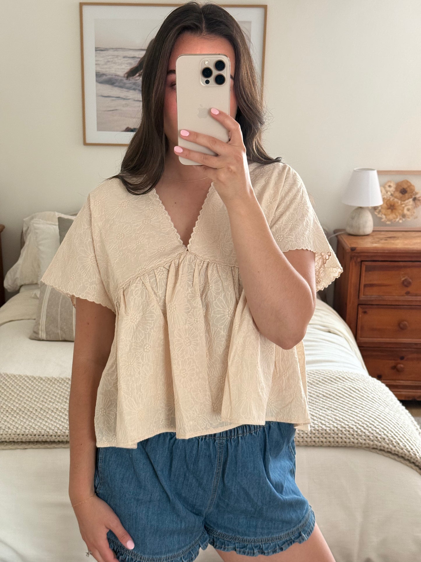 Driftwood Floral Blouse, Cream