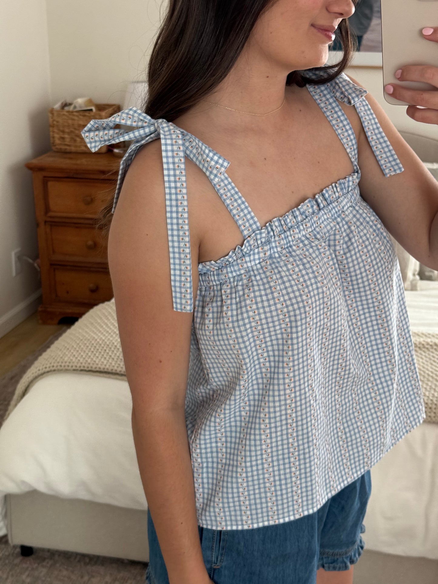 Georgia Peach Tank, Gingham