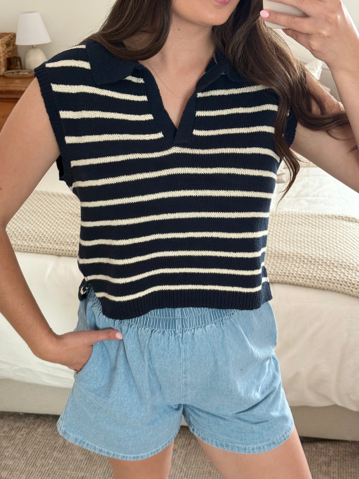 Yacht Club Sweater Tank, Navy
