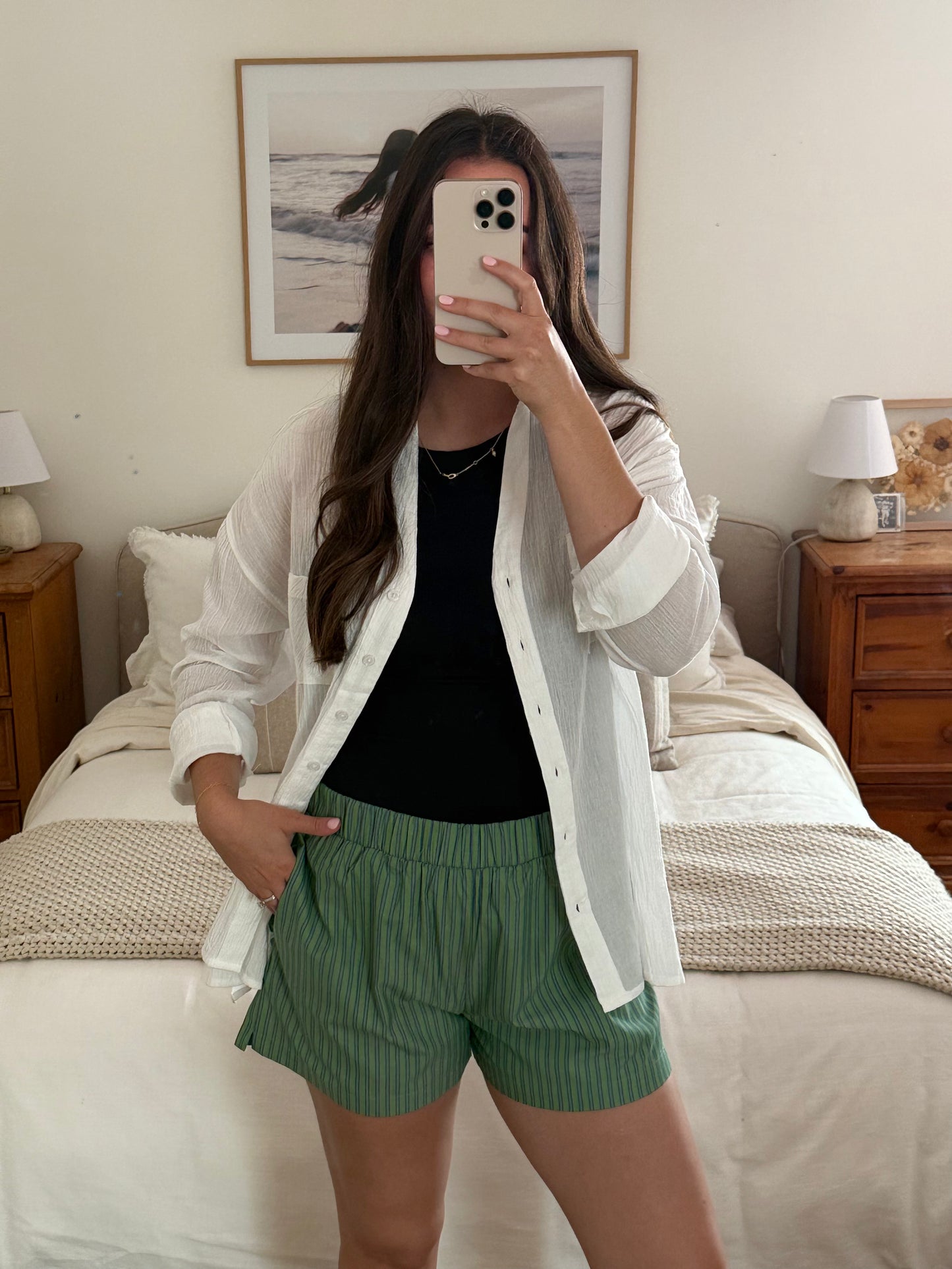Resort Buttondown Top, White