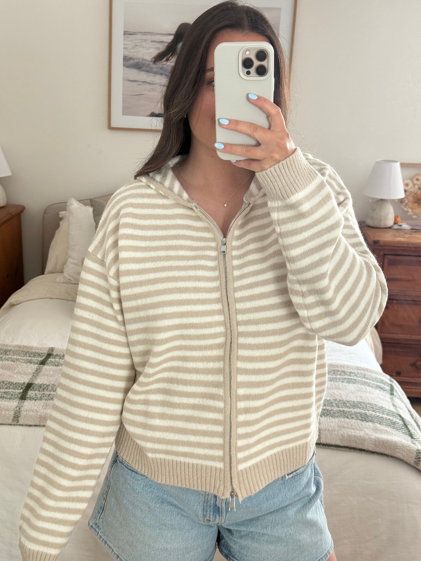 Rae Zip Up Sweater, Vanilla