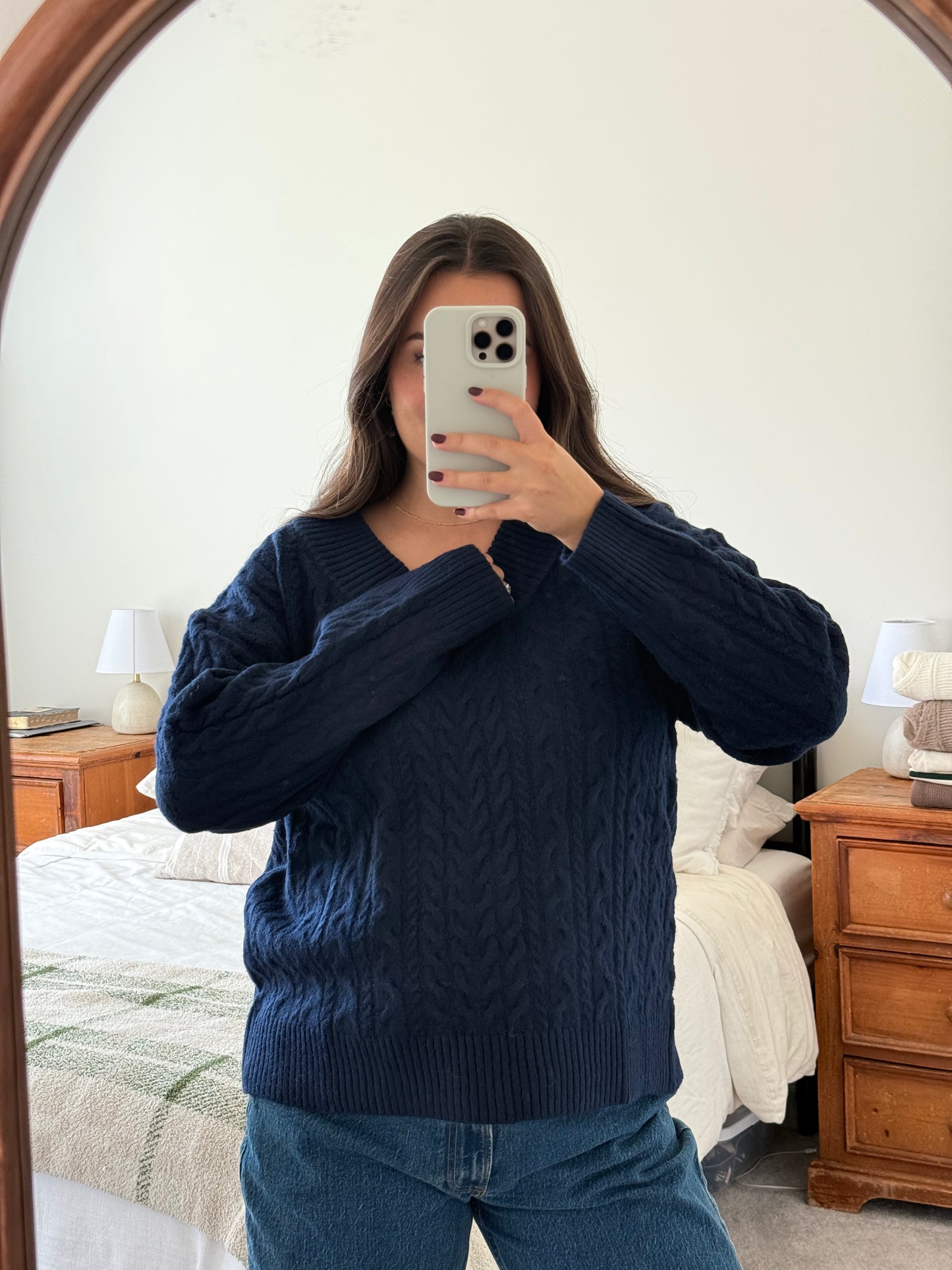 Cabin Cable Knit Sweater, Navy