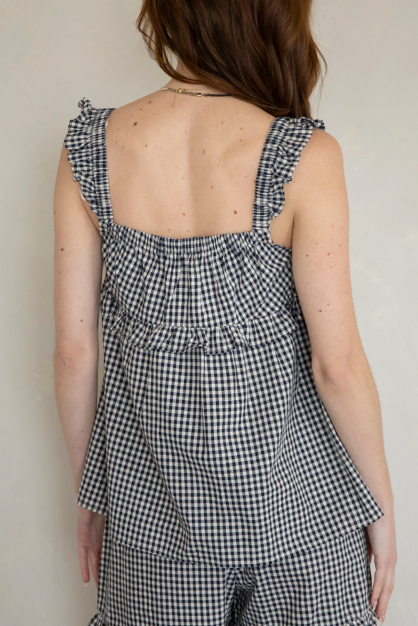 Picnic Ruffle Tank, Navy