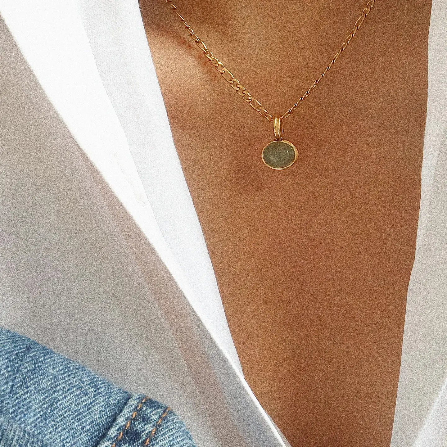 Green Stone Pendant Necklace
