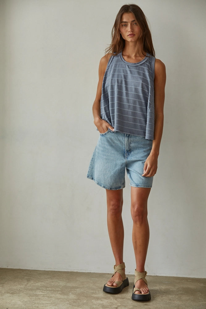 Seaside Slouchy Tank, Denim Blue