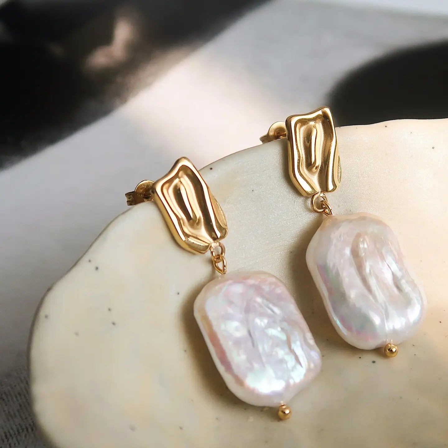Square Pearl Drop Earrings