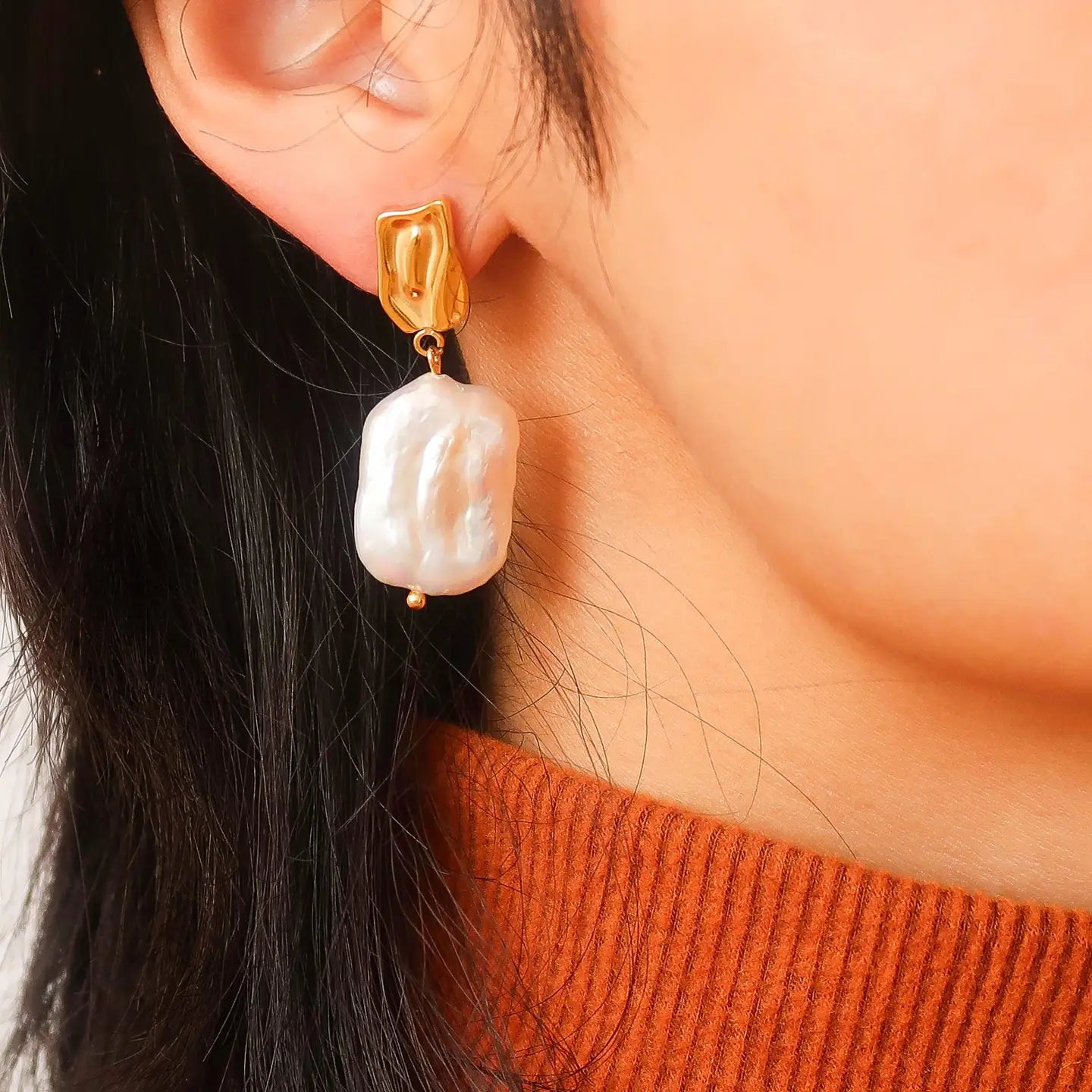 Square Pearl Drop Earrings