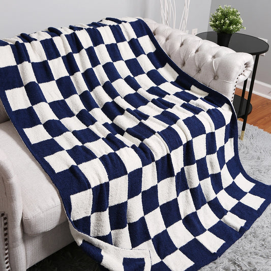 Checkered Throw Blanket, Navy