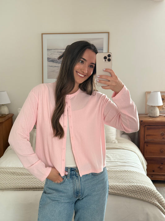 Strawberry Shortcake Cardigan, Baby Pink