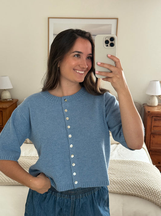 Sand Dollar Cardigan, Ocean Blue