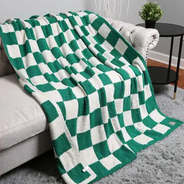 Checkered Throw Blanket, Kelly Green