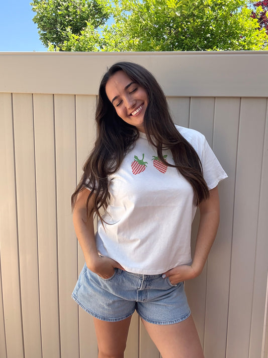 Strawberry Tee, White