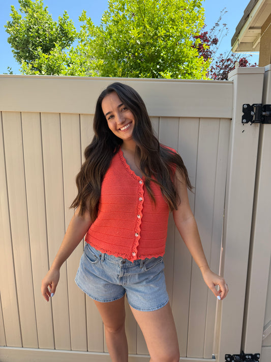 Tangerine Crochet Top