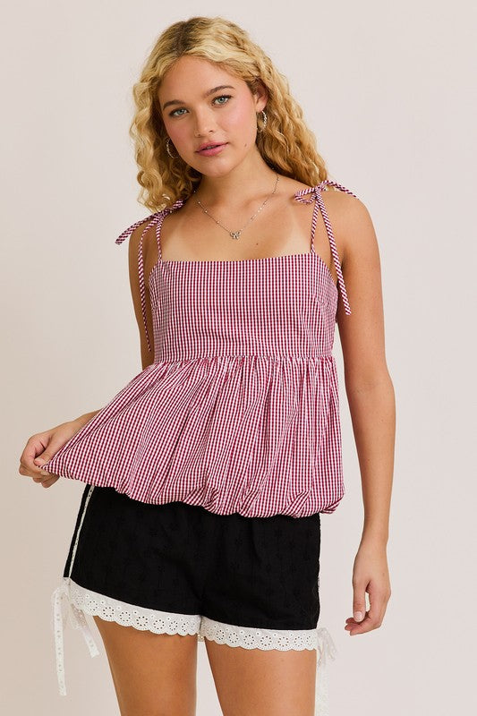 Americana Bubble Hem Tank, Red