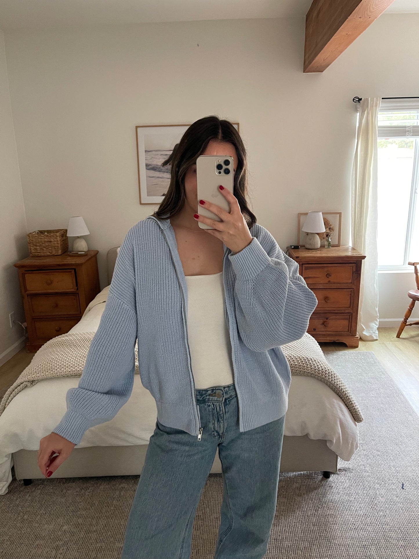Snuggle Me Zip Up Sweater, Baby Blue