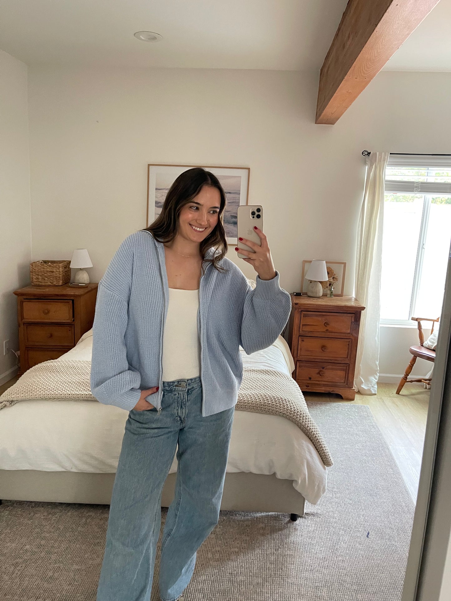 Snuggle Me Zip Up Sweater, Baby Blue