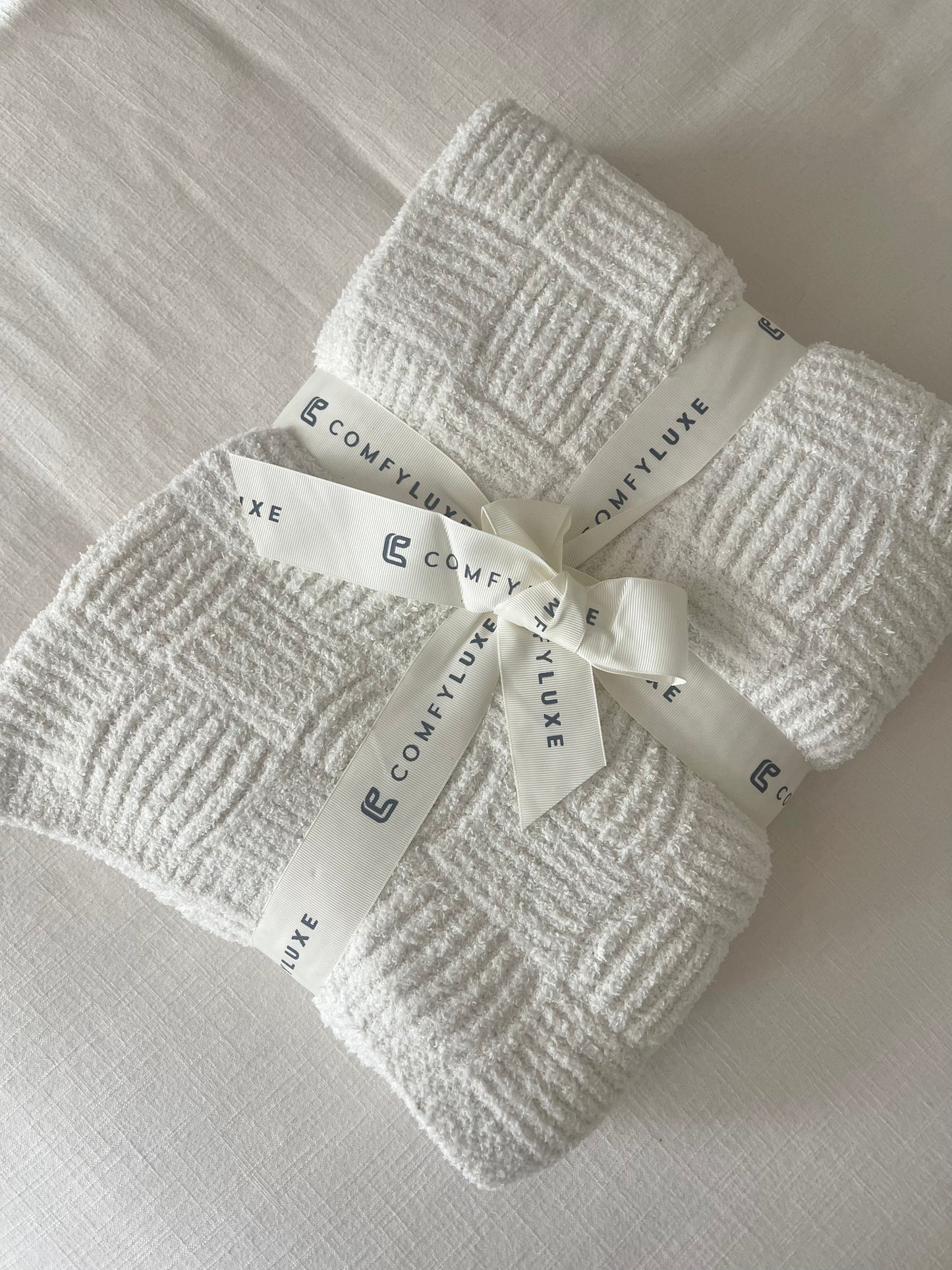 Ribbed Knit Throw Blanket, Ivory