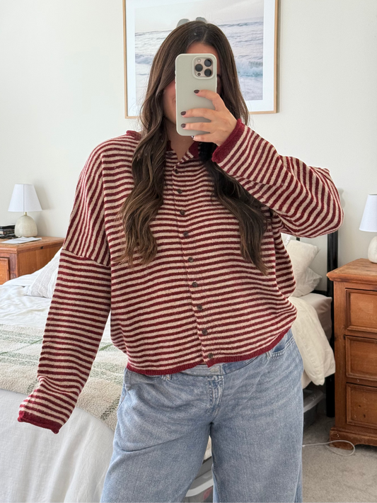 Bonfire Cardigan, Deep Red
